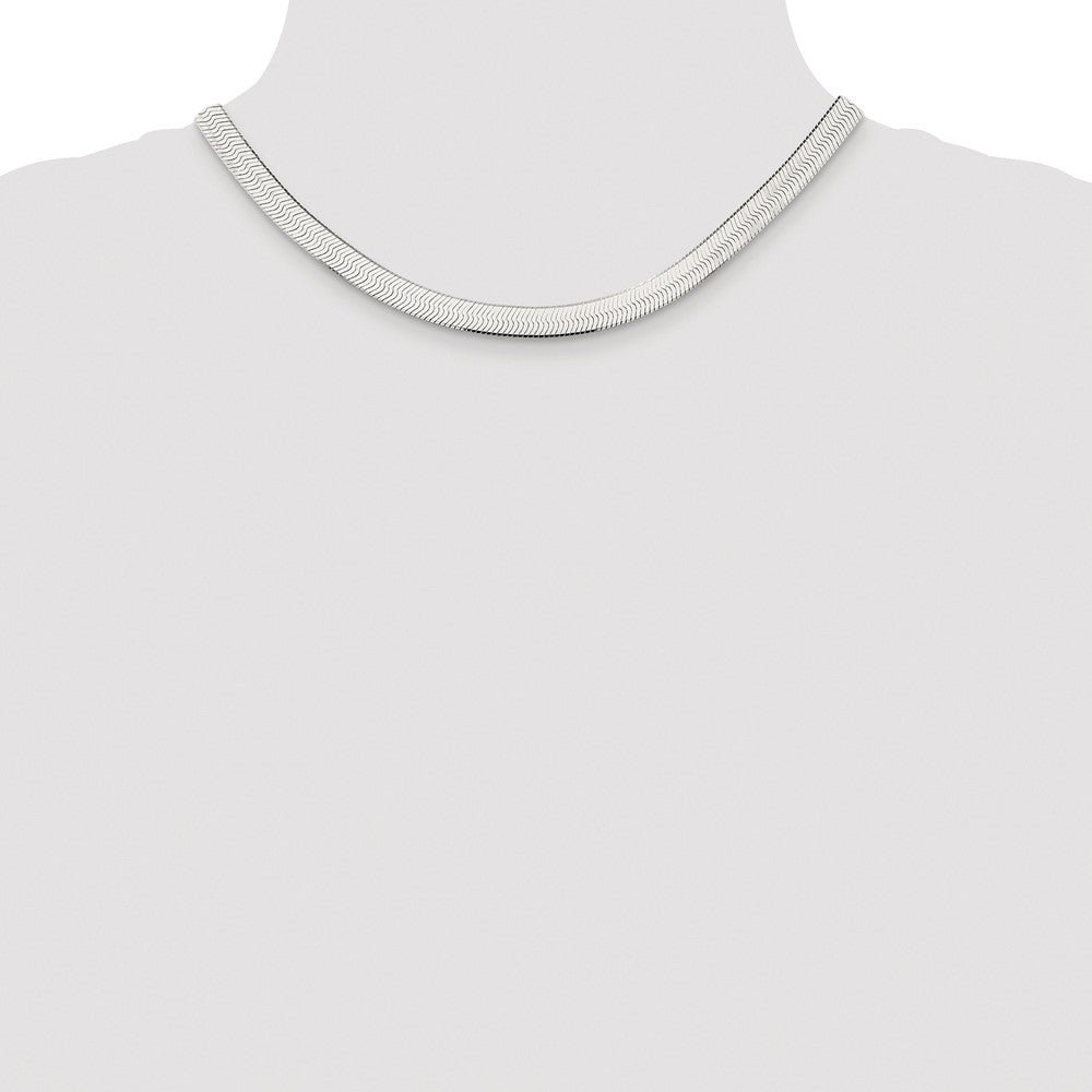 Sterling Silver Rhodium-Plated 7.3mm Magic Herringbone Chain