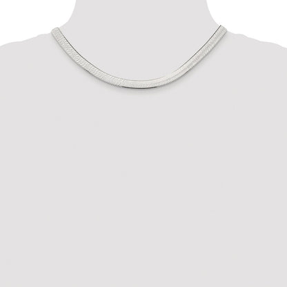 Sterling Silver Rhodium-Plated 7.3mm Magic Herringbone Chain