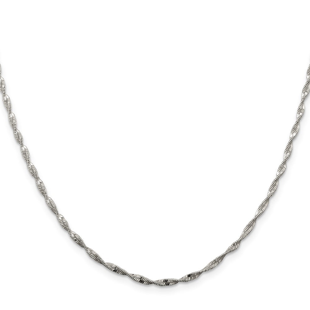 16 Inch Sterling Silver 2mm Twisted Herringbone Chain Necklace