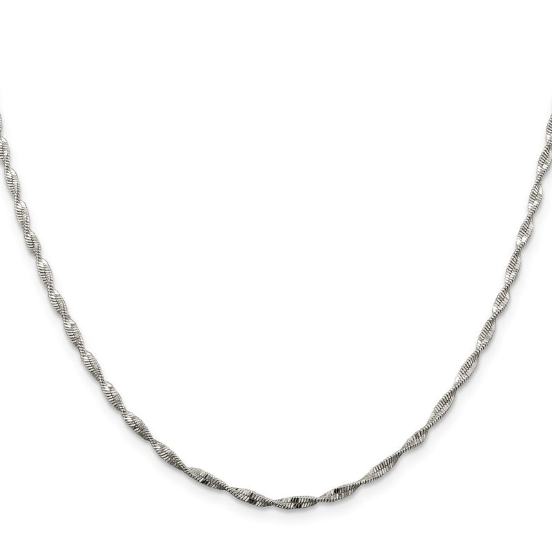 16 Inch Sterling Silver 2mm Twisted Herringbone Chain Necklace