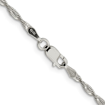 18 Inch Sterling Silver 2mm Twisted Herringbone Chain Necklace