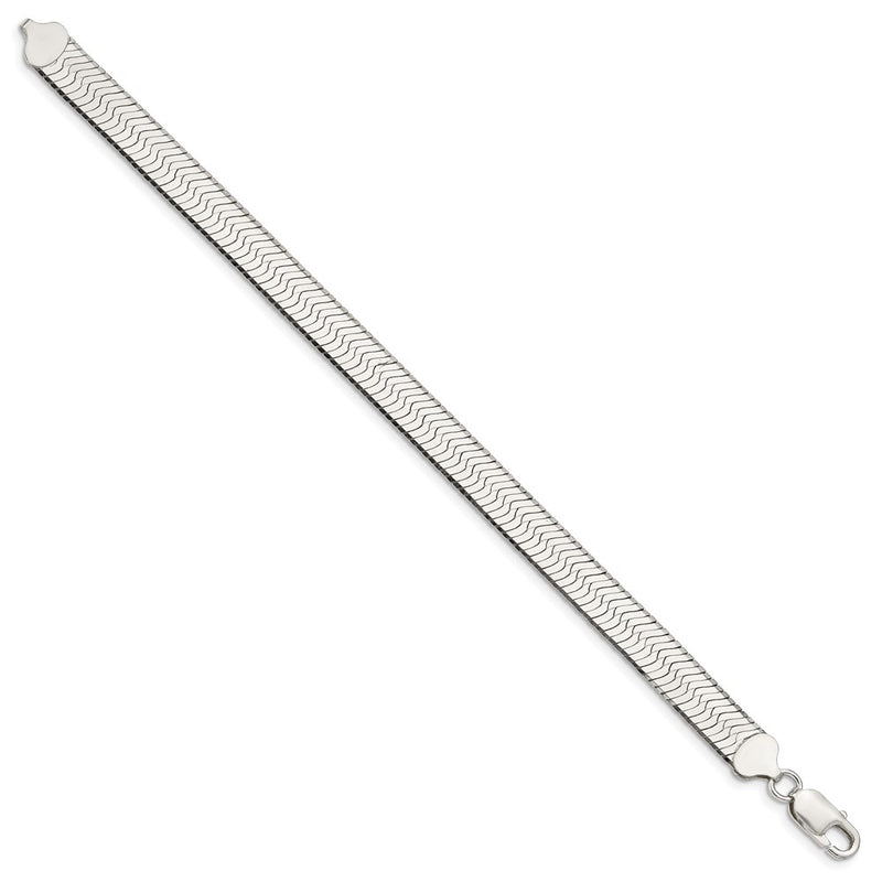 8 Inch Sterling Silver 8.75mm Magic Herringbone Chain Bracelet