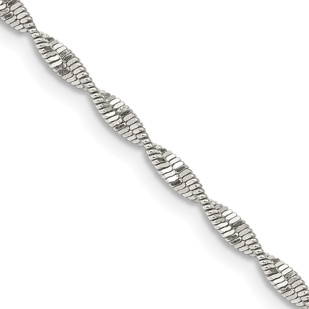 18 Inch Sterling Silver 2mm Twisted Herringbone Chain Necklace