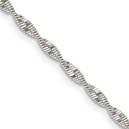 18 Inch Sterling Silver 2mm Twisted Herringbone Chain Necklace
