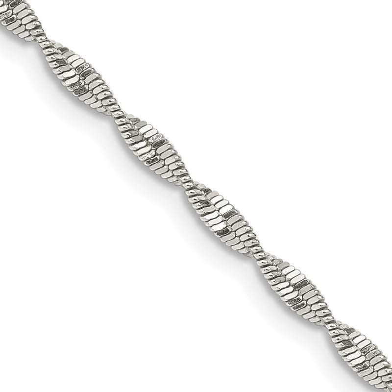 18 Inch Sterling Silver 2mm Twisted Herringbone Chain Necklace
