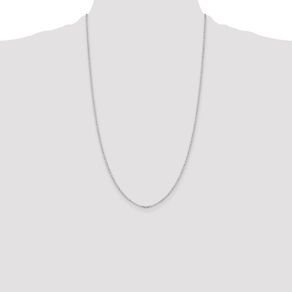 26 Inch Sterling Silver 1.75mm Diamond-Cut Cable Chain Necklace