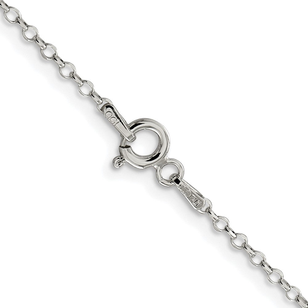 Sterling Silver Rhodium Plated 1.75mm Diamond-Cut w/2in Ext. Rolo Cable Chain