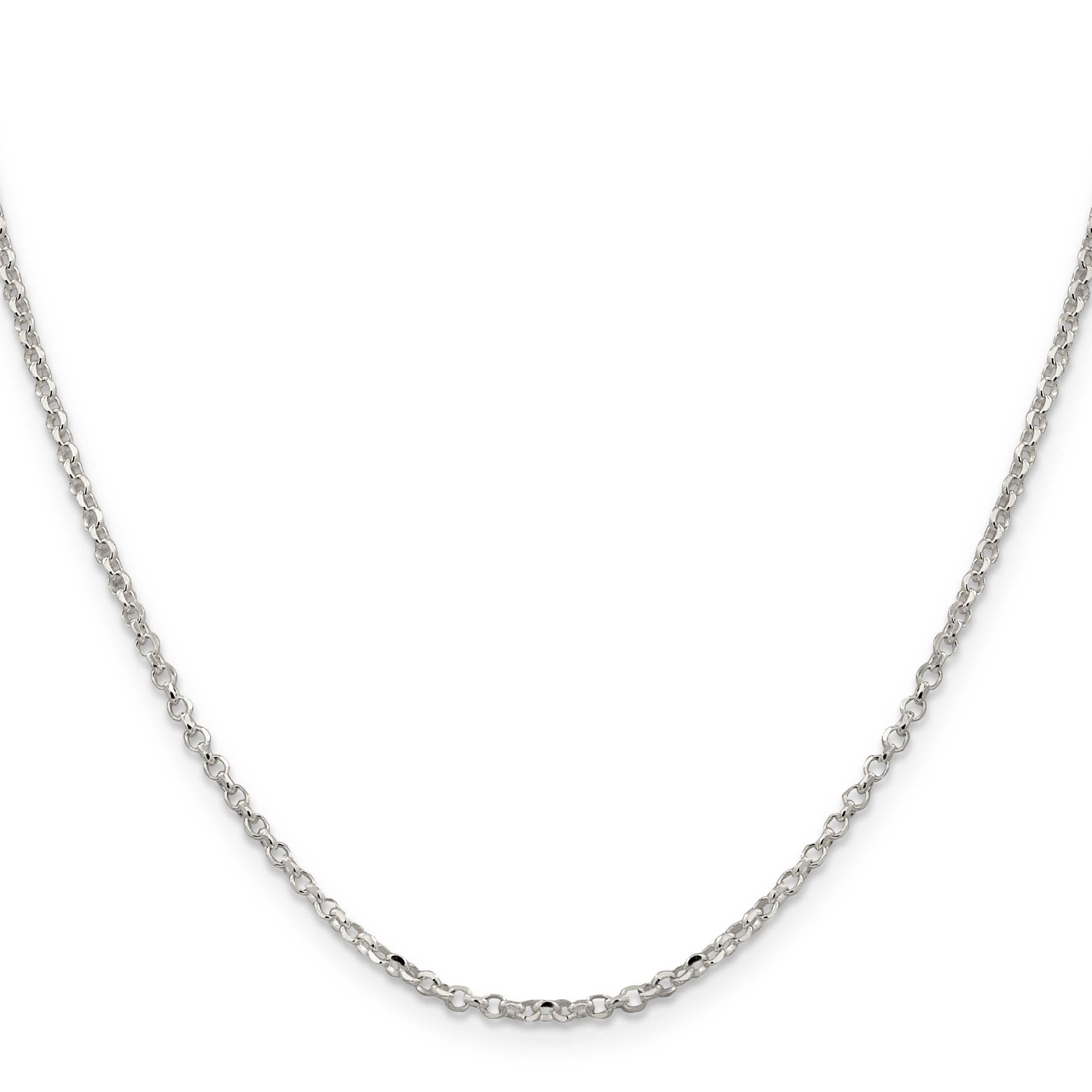 16 Inch Sterling Silver 2.2mm Diamond-Cut Cable Chain Necklace