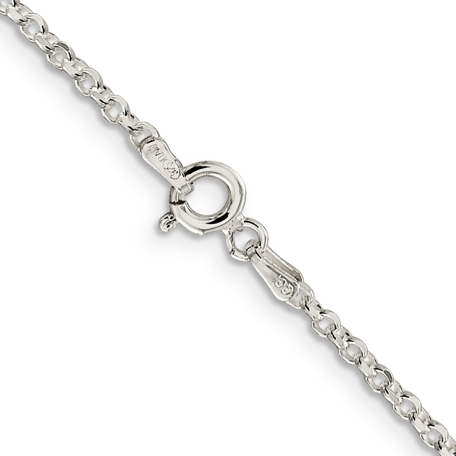 16 Inch Sterling Silver 2.2mm Diamond-Cut Cable Chain Necklace
