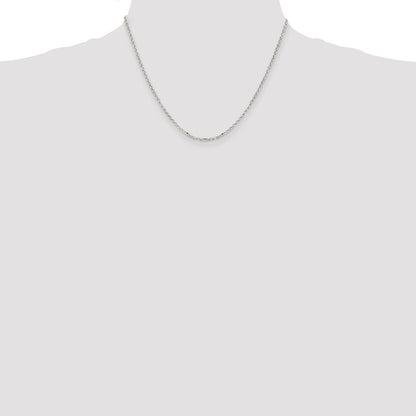 18 Inch Sterling Silver 2.2mm Diamond-Cut Cable Chain Necklace