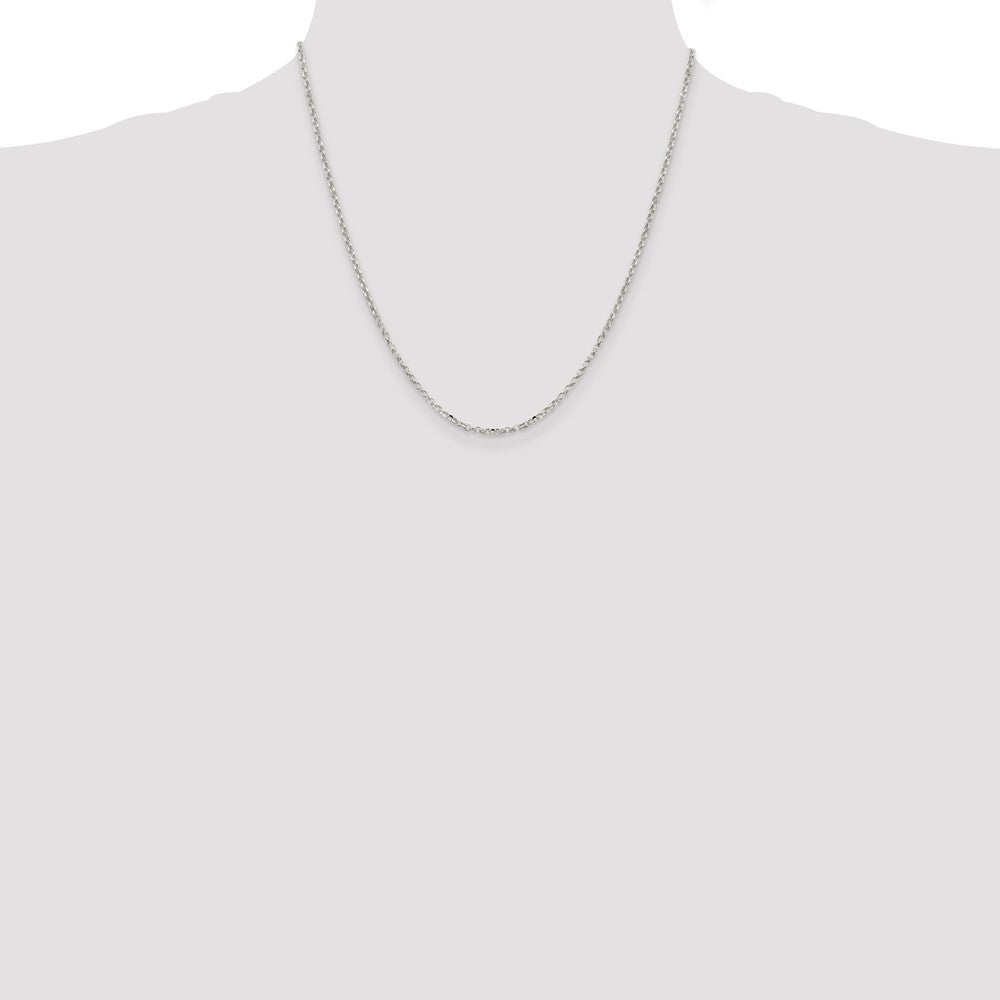 20 Inch Sterling Silver 2.2mm Diamond-Cut Cable Chain Necklace