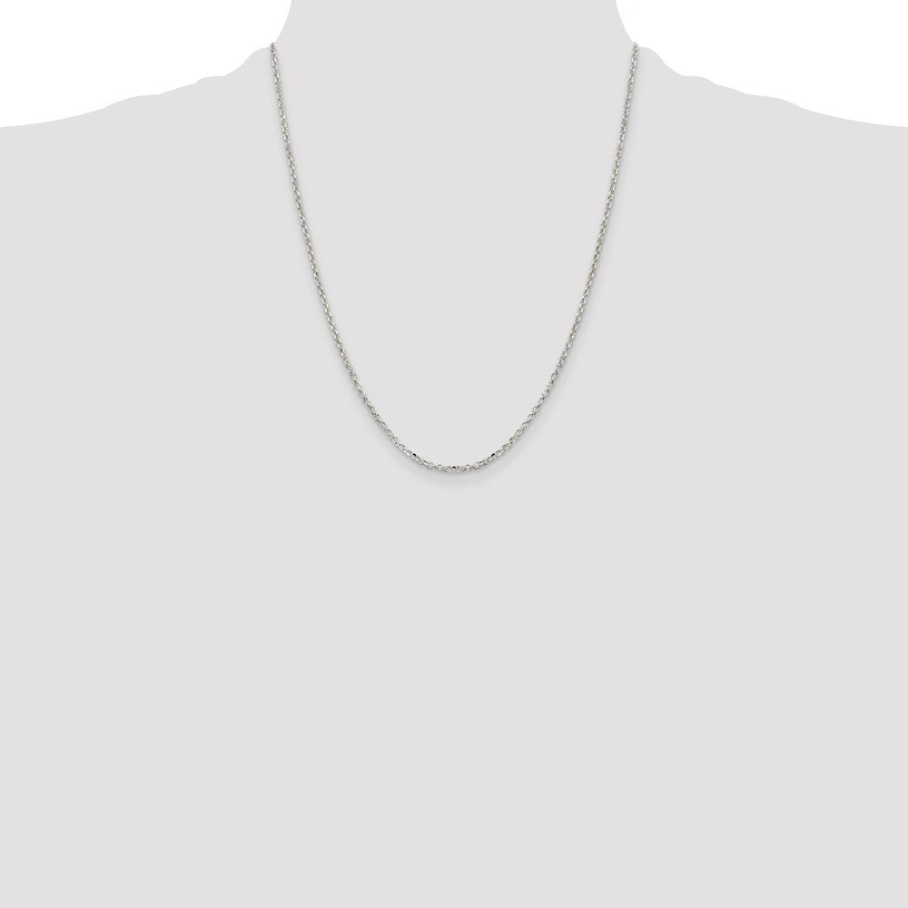 22 Inch Sterling Silver 2.2mm Diamond-Cut Cable Chain Necklace