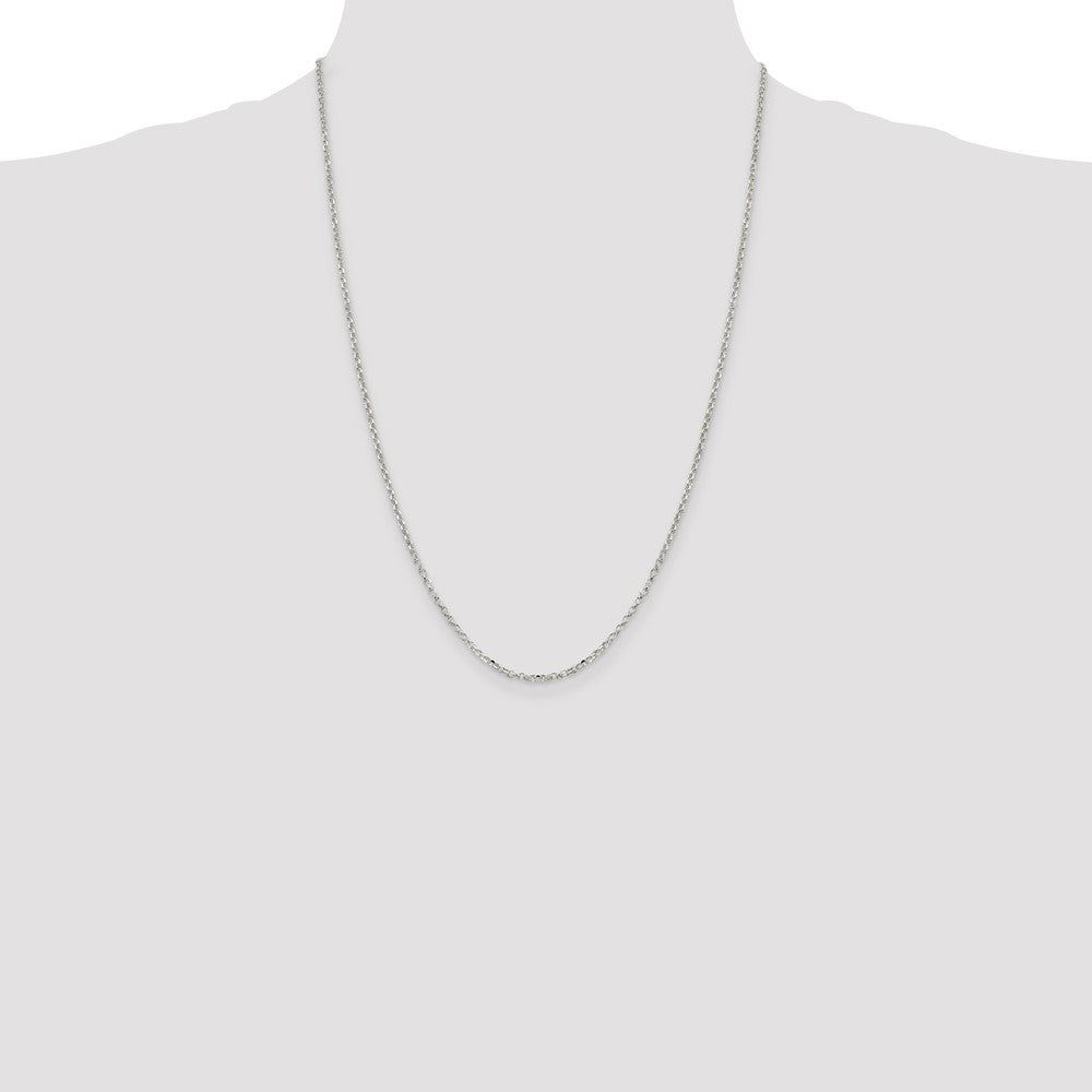 24 Inch Sterling Silver 2.2mm Diamond-Cut Cable Chain Necklace
