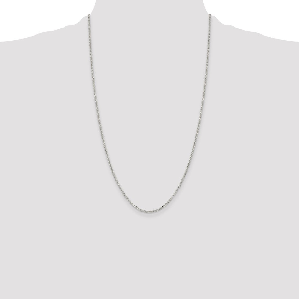 26 Inch Sterling Silver 2.2mm Diamond-Cut Cable Chain Necklace