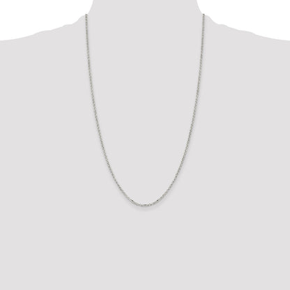26 Inch Sterling Silver 2.2mm Diamond-Cut Cable Chain Necklace