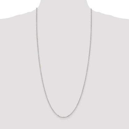 30 Inch Sterling Silver 2.2mm Diamond-Cut Cable Chain Necklace