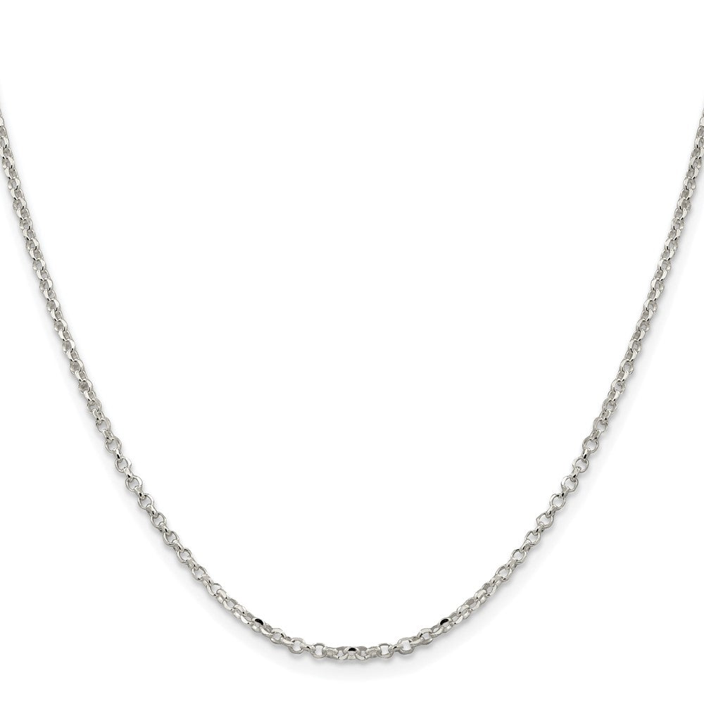 Sterling Silver Rhodium-Plated 2.2mm Diamond-Cut Rolo Cable Chain
