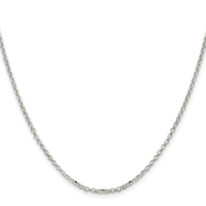 Sterling Silver Rhodium-Plated 2.2mm Diamond-Cut Rolo Cable Chain
