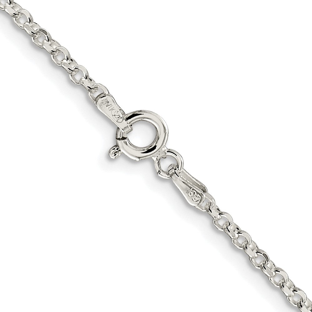 Sterling Silver Rhodium-Plated 2.2mm Diamond-Cut Rolo Cable Chain