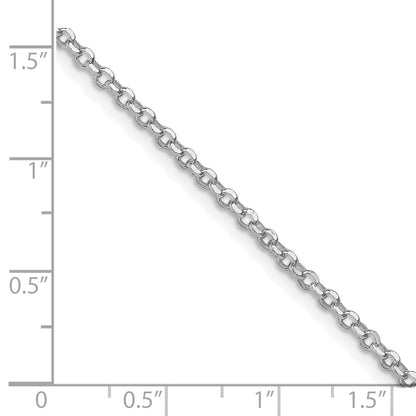 Sterling Silver Rhodium Plated 2.2mm Diamond-Cut w/2in Ext. Rolo Cable Chain