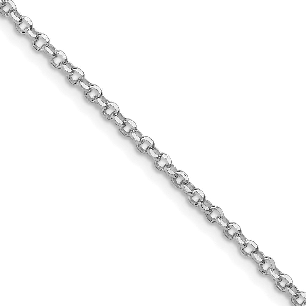 Sterling Silver Rhodium-Plated 2.2mm Diamond-Cut Rolo Cable Chain