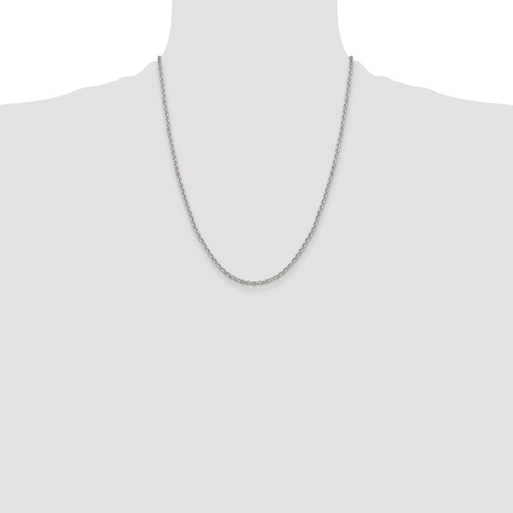 22 Inch Sterling Silver 2.6mm Diamond-Cut Cable Chain Necklace