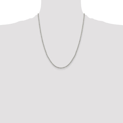 22 Inch Sterling Silver 2.6mm Diamond-Cut Cable Chain Necklace