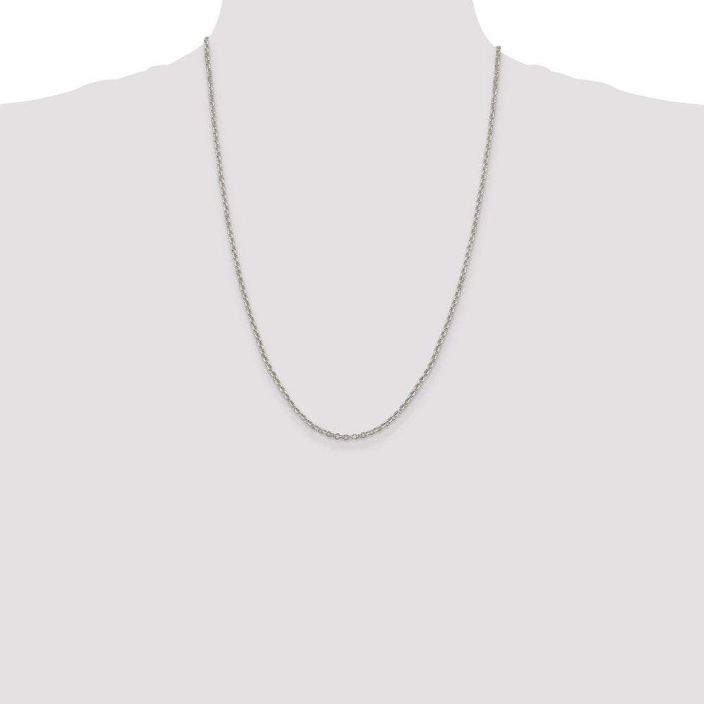 24 Inch Sterling Silver 2.6mm Diamond-Cut Cable Chain Necklace