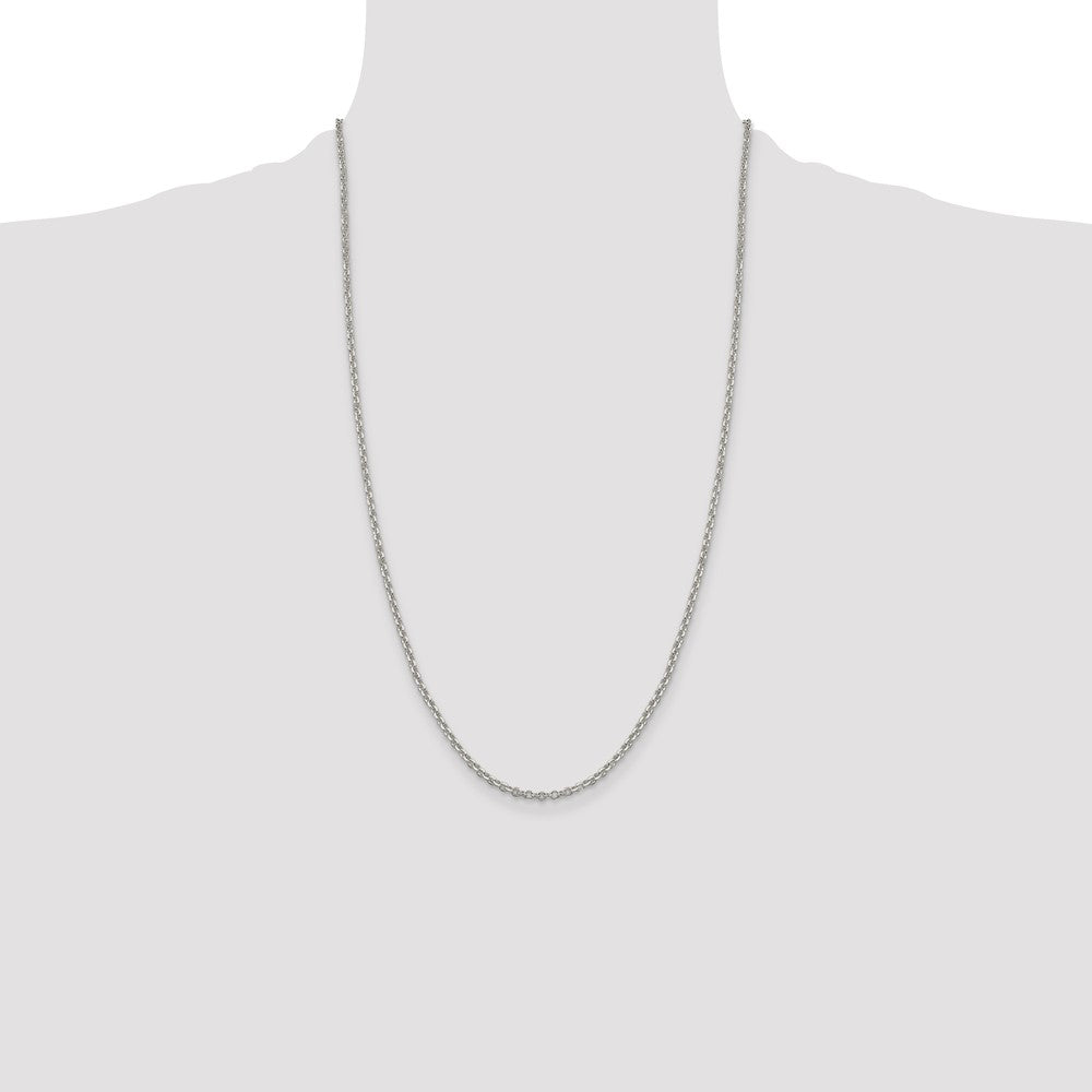 26 Inch Sterling Silver 2.6mm Diamond-Cut Cable Chain Necklace