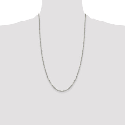 26 Inch Sterling Silver 2.6mm Diamond-Cut Cable Chain Necklace