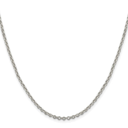 Sterling Silver Rhodium-Plated 2.6mm Diamond-Cut Rolo Cable Chain