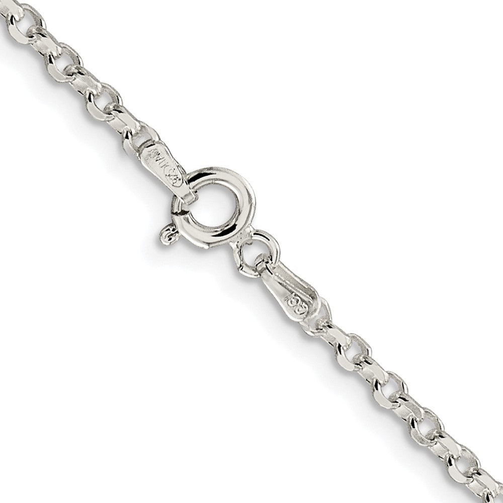Sterling Silver Rhodium Plated 2.6mm Diamond-Cut w/2in Ext. Rolo Cable Chain