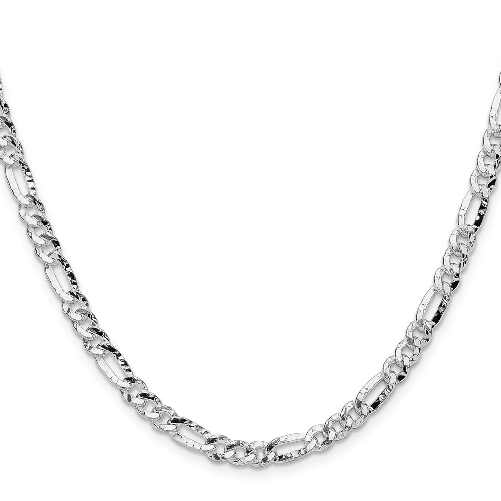 Sterling Silver 4.75mm Hammered Figaro Chain Necklace