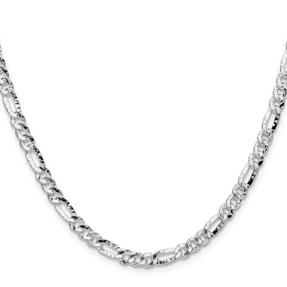 Sterling Silver 4.75mm Hammered Figaro Chain Necklace