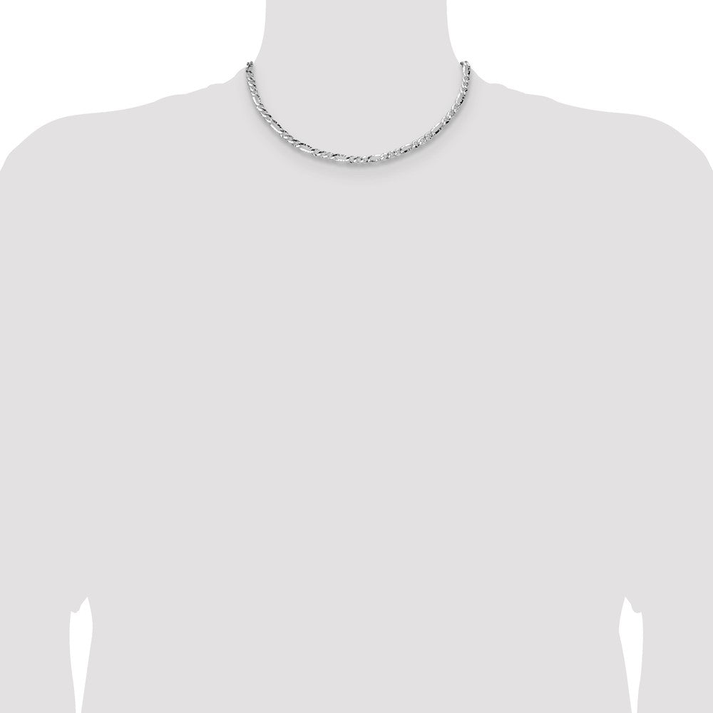 Sterling Silver 4.75mm Hammered Figaro Chain Necklace