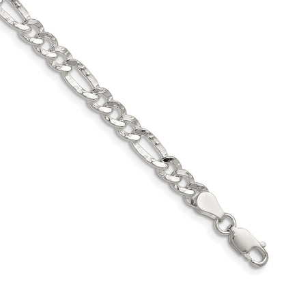 Sterling Silver 4.75mm Hammered Figaro Chain Necklace