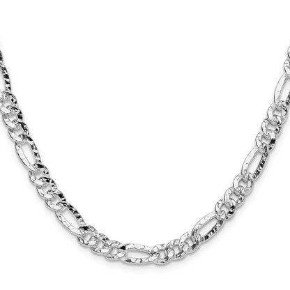 Sterling Silver 6.3mm Hammered Figaro Chain Necklace