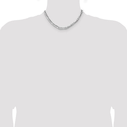 Sterling Silver 6.3mm Hammered Figaro Chain Necklace