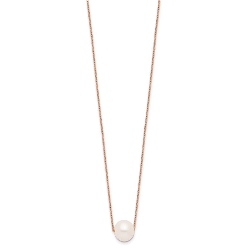 Ss/Gold Plated Sterling Silver Rose-Tone 10-11mm White Near Round Fwc Pearl Necklace
