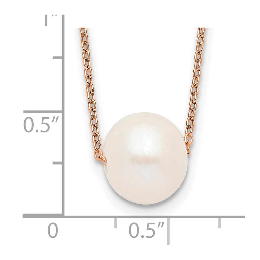 Ss/Gold Plated Sterling Silver Rose-Tone 10-11mm White Near Round Fwc Pearl Necklace