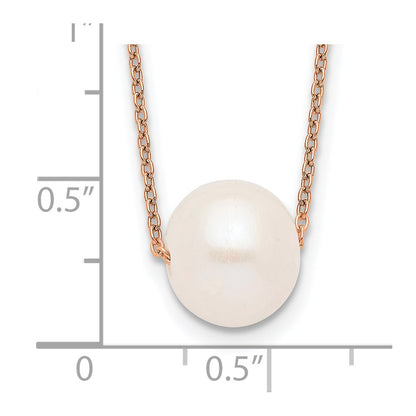 Ss/Gold Plated Sterling Silver Rose-Tone 10-11mm White Near Round Fwc Pearl Necklace