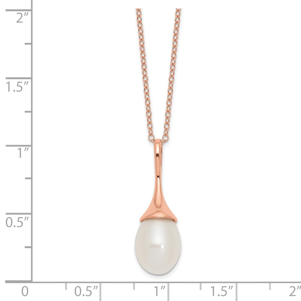 Ss/Gold Plated Sterling Silver Rose-Tone 11X8mm White Fwc Pearl Necklace