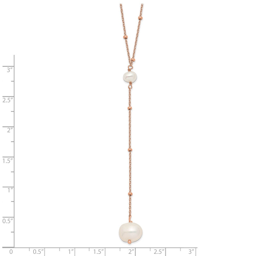 Sterling Silver Rose-Tone Freshwater Cult Pearl W/2 In Ext. Drop Necklace
