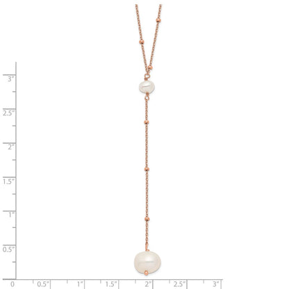 Sterling Silver Rose-Tone Freshwater Cult Pearl W/2 In Ext. Drop Necklace
