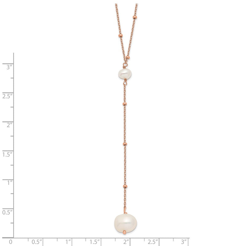 Sterling Silver Rose-Tone Freshwater Cult Pearl W/2 In Ext. Drop Necklace