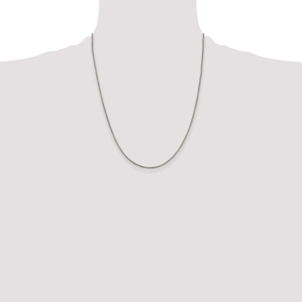 22 Inch Sterling Silver 1.25mm Round Box Chain W/4In Ext.