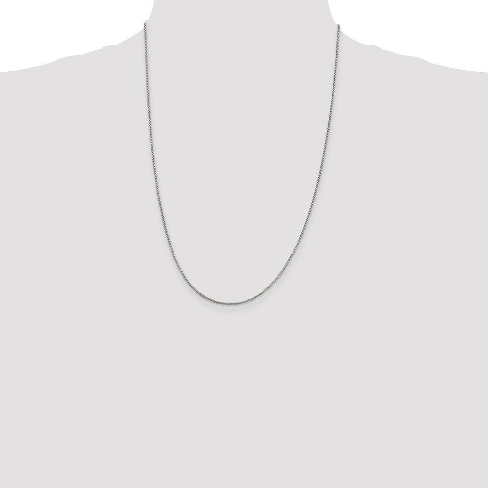 24 Inch Sterling Silver 1.25mm Round Box Chain Necklace