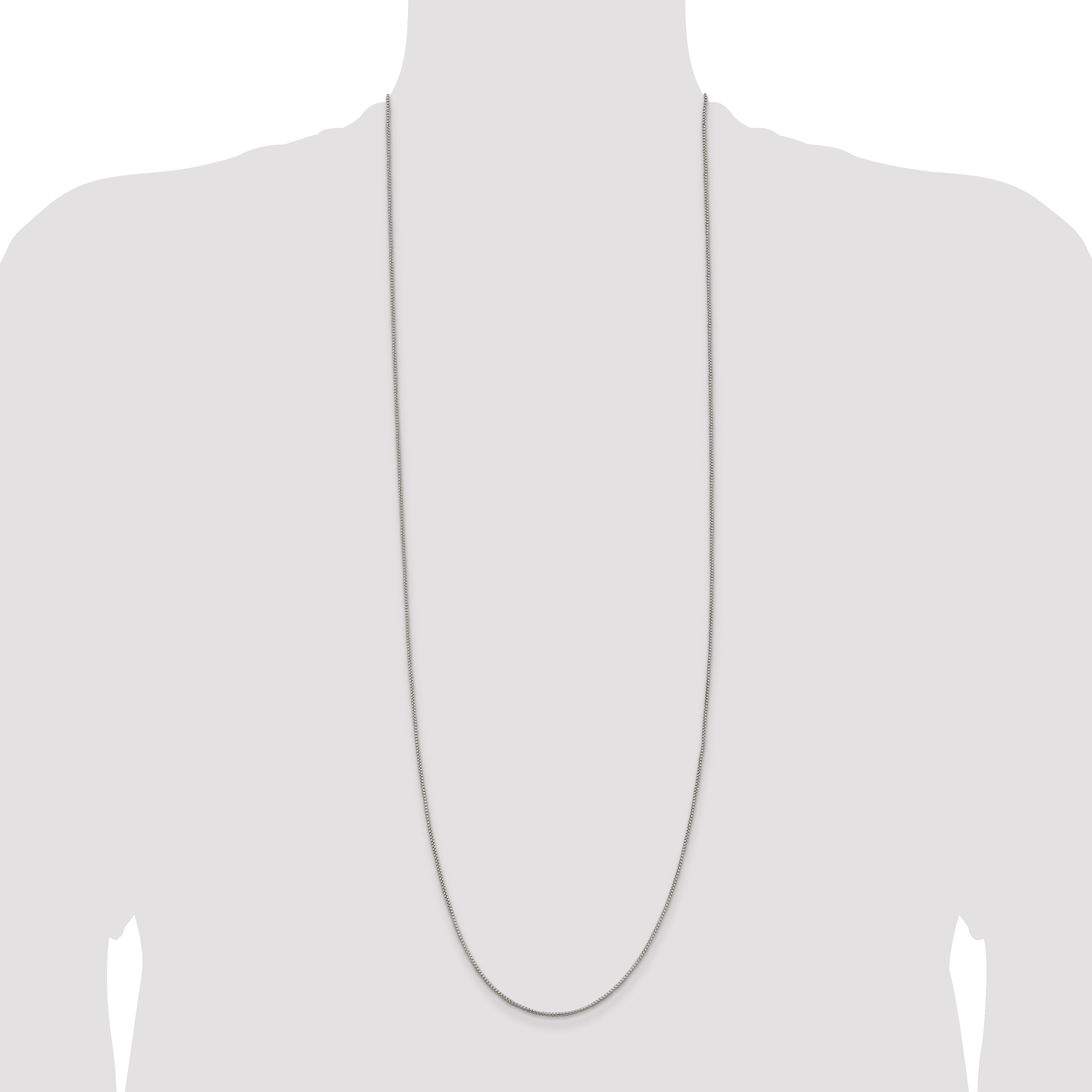 36 Inch Sterling Silver 1.25mm Round Box Chain