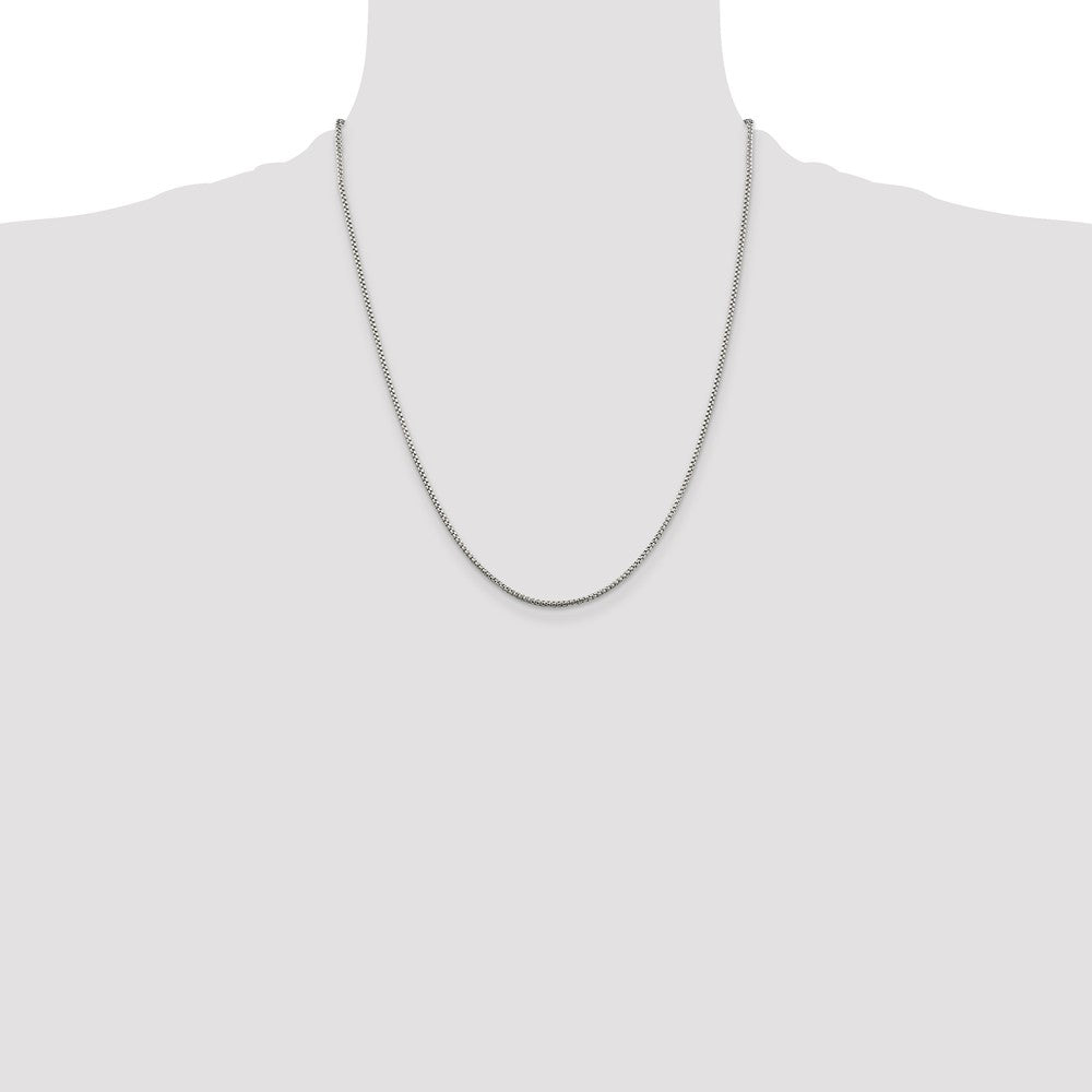 22 Inch Sterling Silver 1.5mm Round Box Chain W/4In Ext.