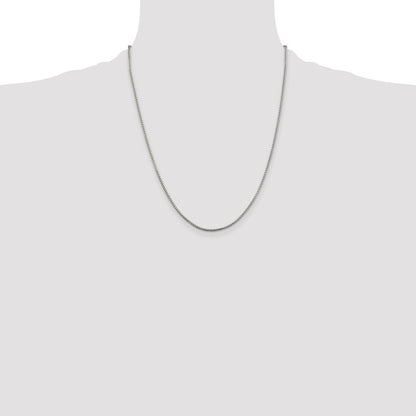 22 Inch Sterling Silver 1.5mm Round Box Chain W/4In Ext.